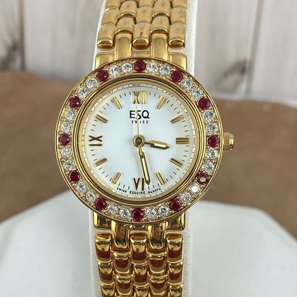 SOLD. Vintage Exquisite Movado EAQ Swiss Watch with 5 Removable Crystal Bezels - Picture 3 of 16